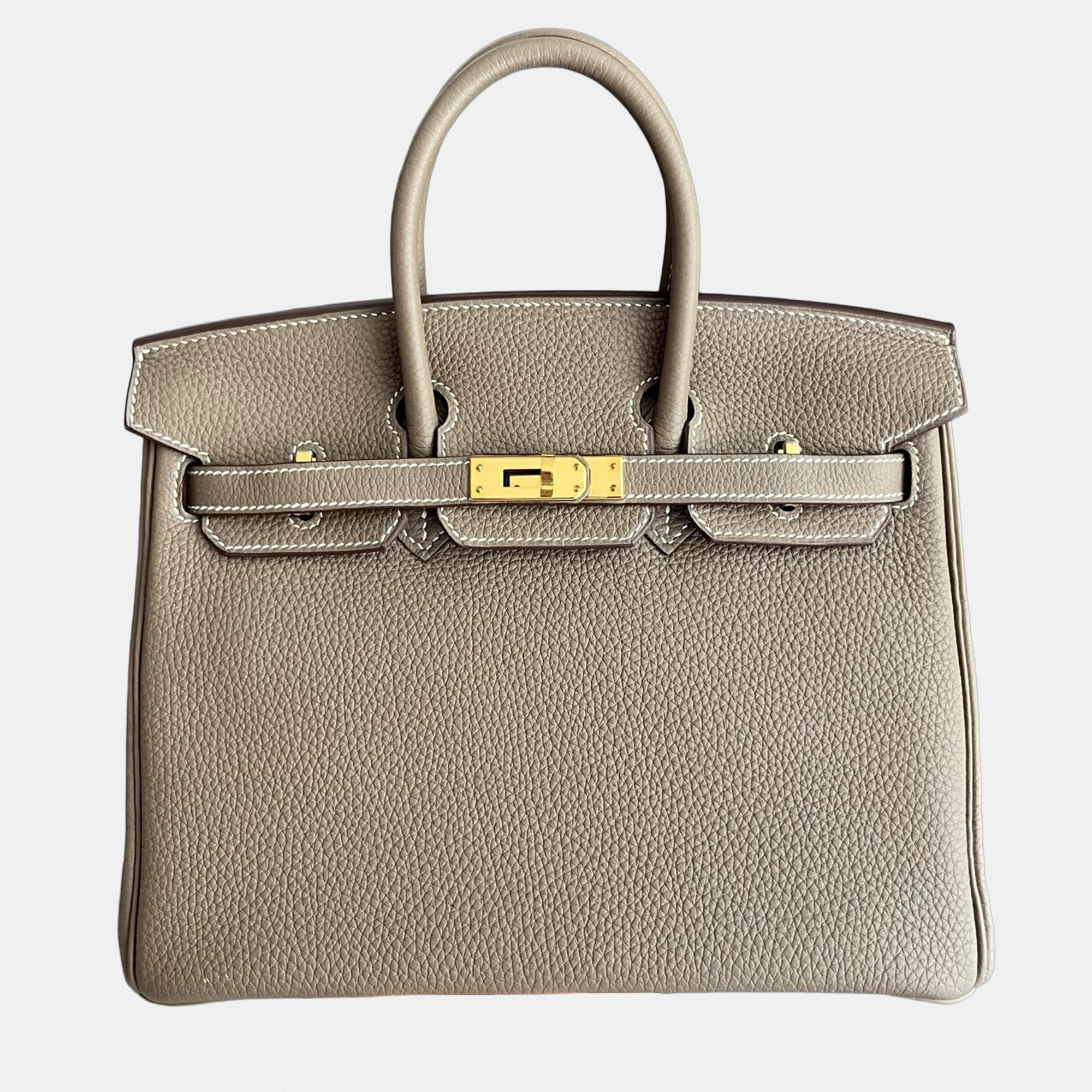 hermes birkin 25 elephant grey togo leather tote bag