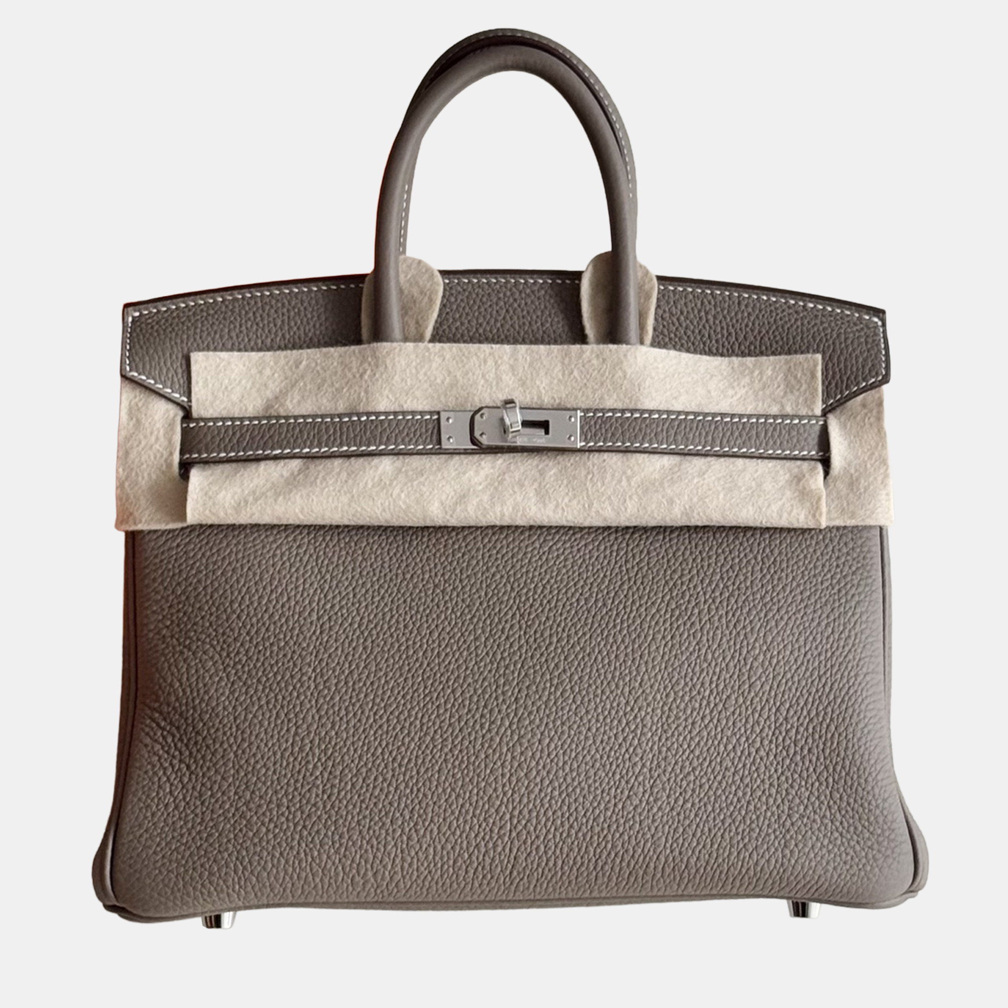 hermes birkin 25 elephant grey togo leather tote bag
