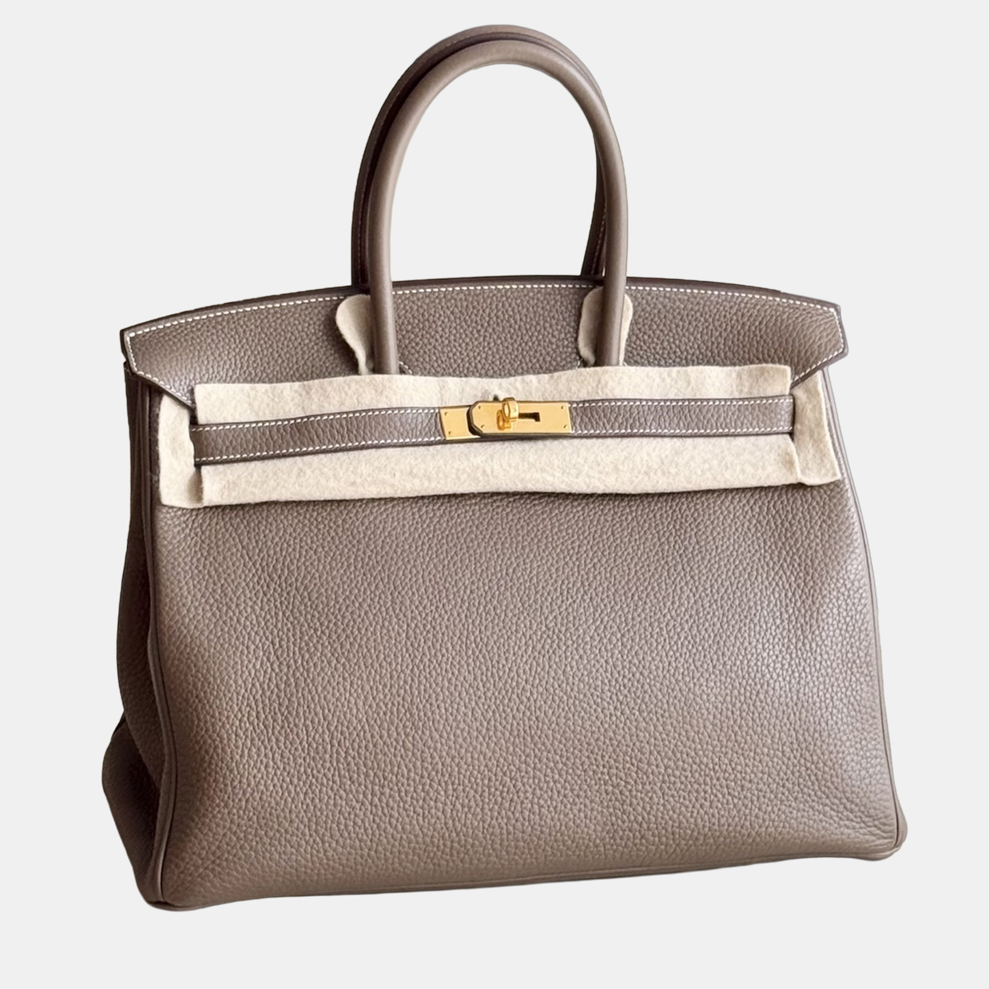 hermes birkin 35 elephant grey togo leather tote bag