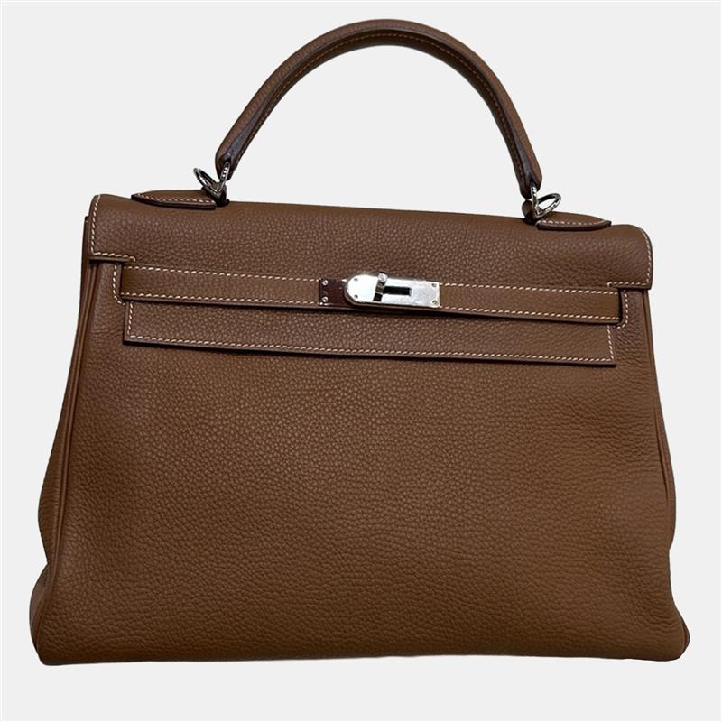 hermes kelly 32 gold leather shoulder bag