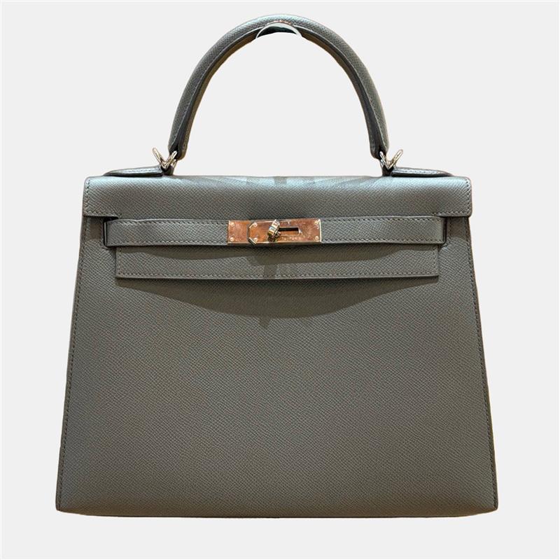 hermes kelly 28 grey leather handbag