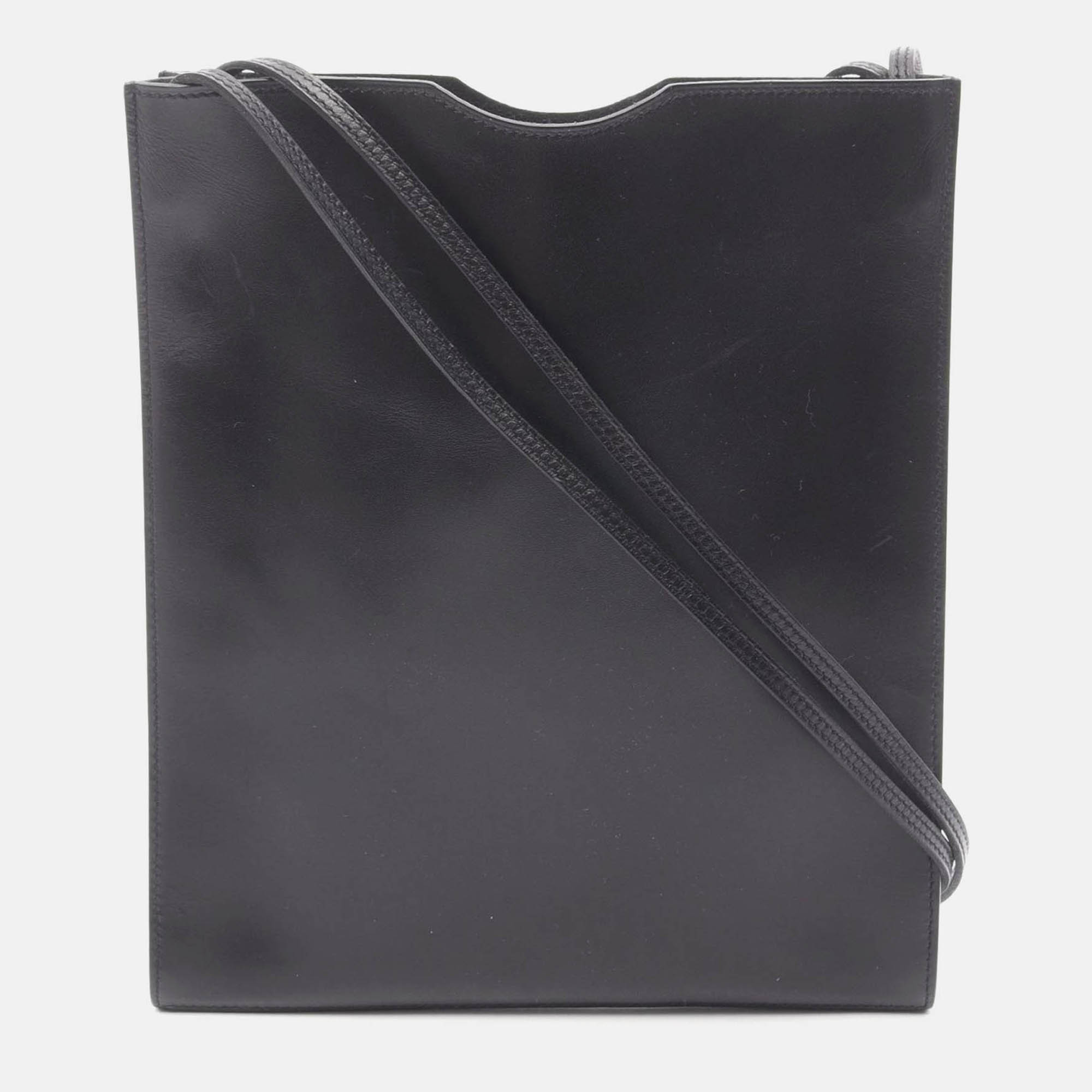 hermes onimaitou black box calf leather crossbody shoulder bag
