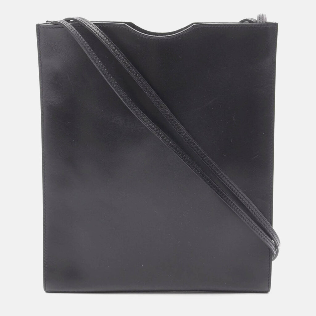 luxury-women-hermes-used-handbags-p1210502-002.jpeg Hermes Onimaitou Black Box Calf Leather Crossbody Shoulder Bag