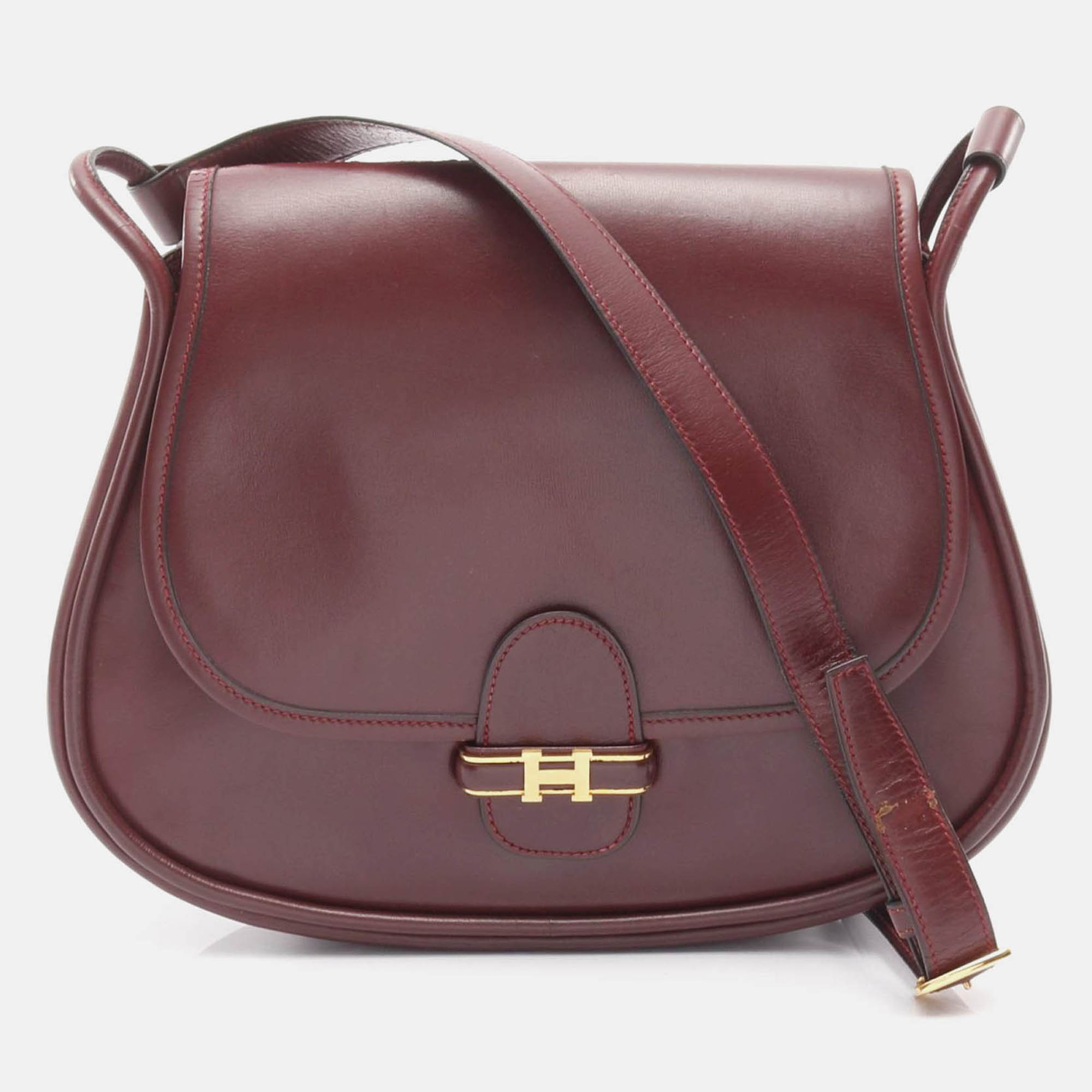hermes creo bordeaux box calf leather shoulder bag