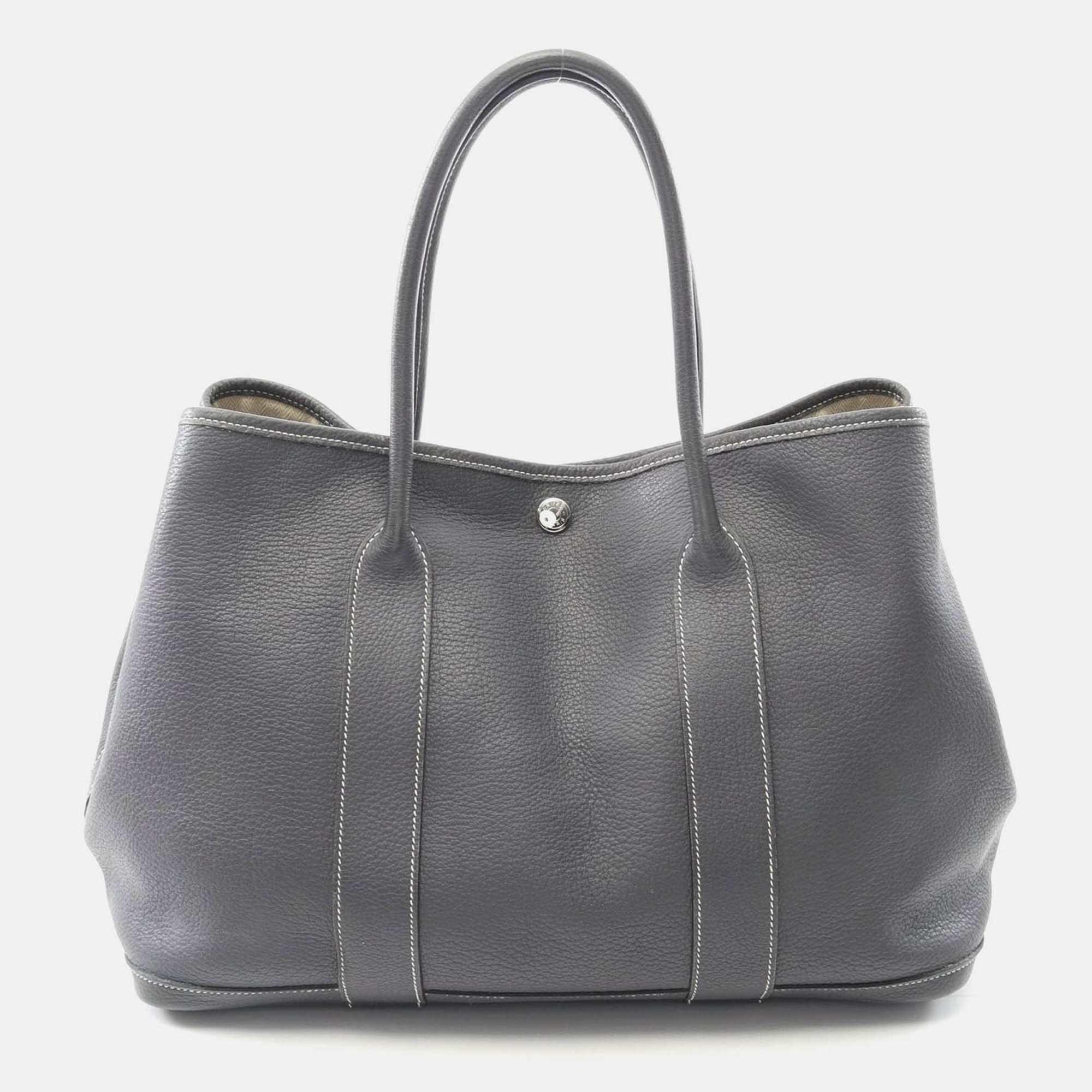 hermes garden party gray ardoise negonda leather k tote pm