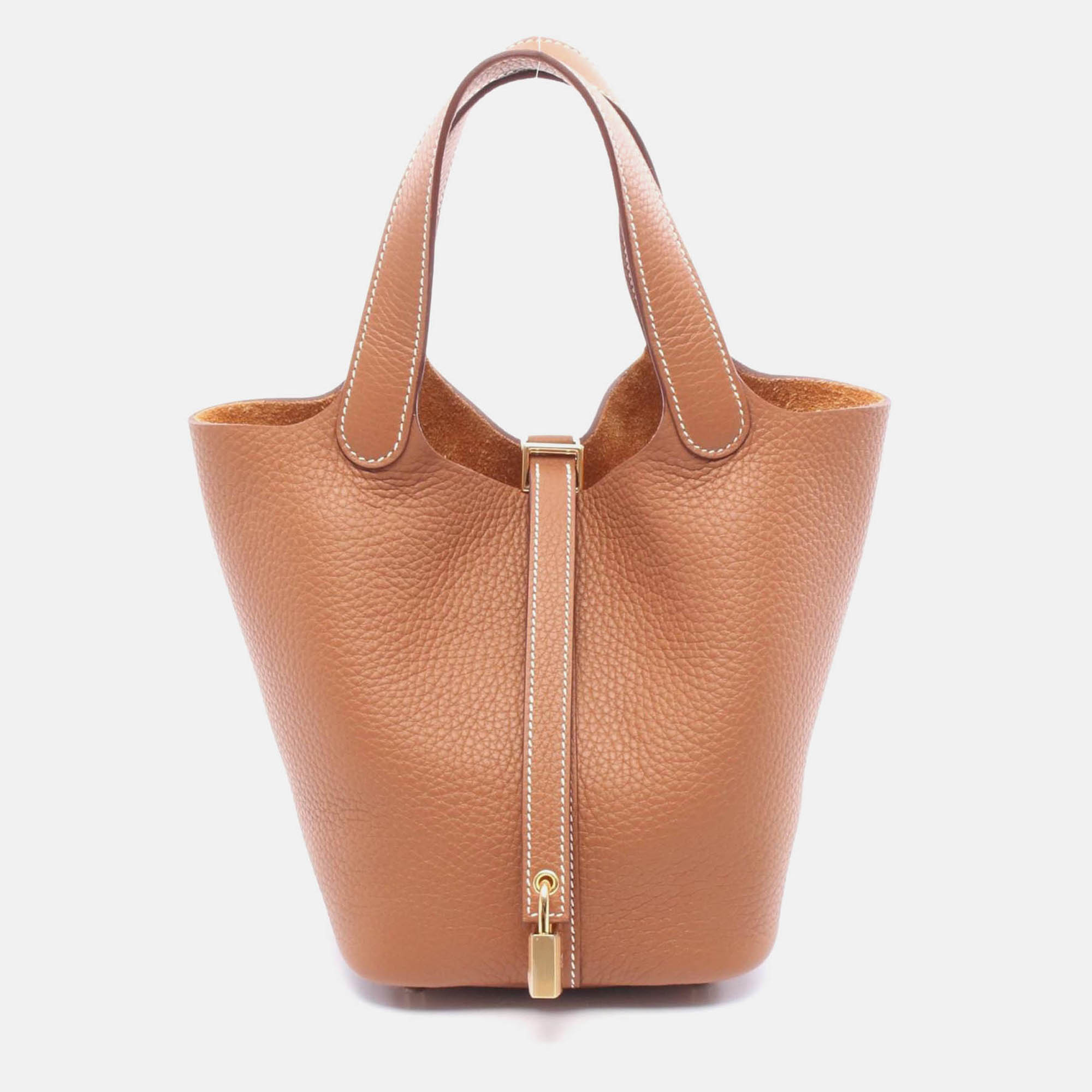 hermes picotin lock gold clemence leather tote pm
