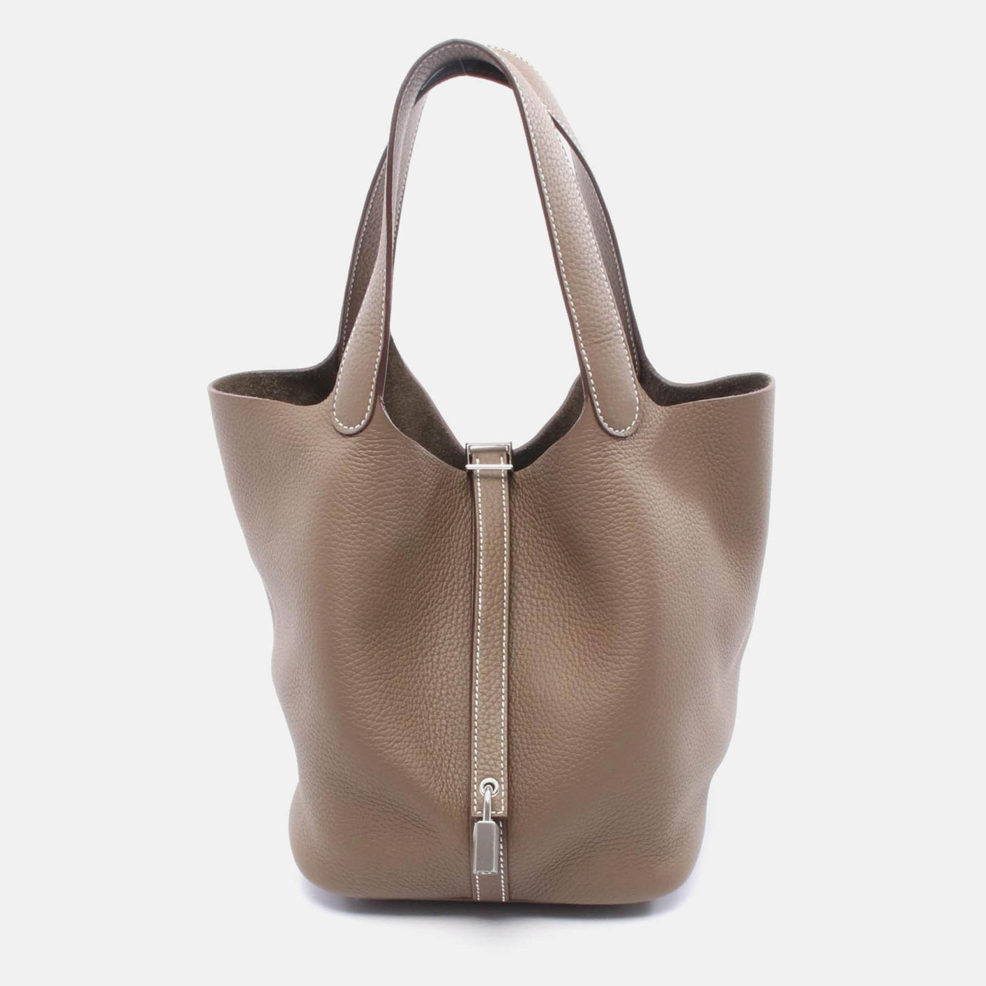 hermes picotin lock etoupe grey clemence leather tote pm