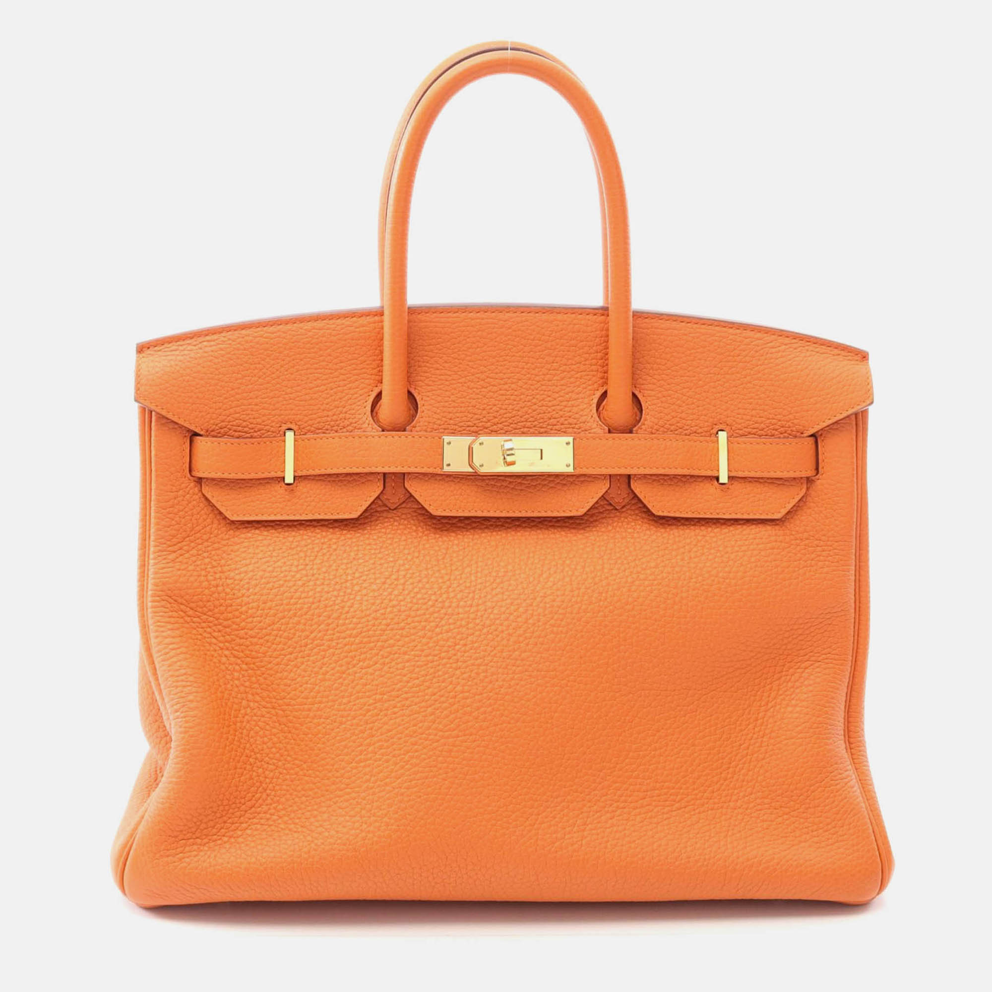 hermes birkin 35 orange clemence leather handbag