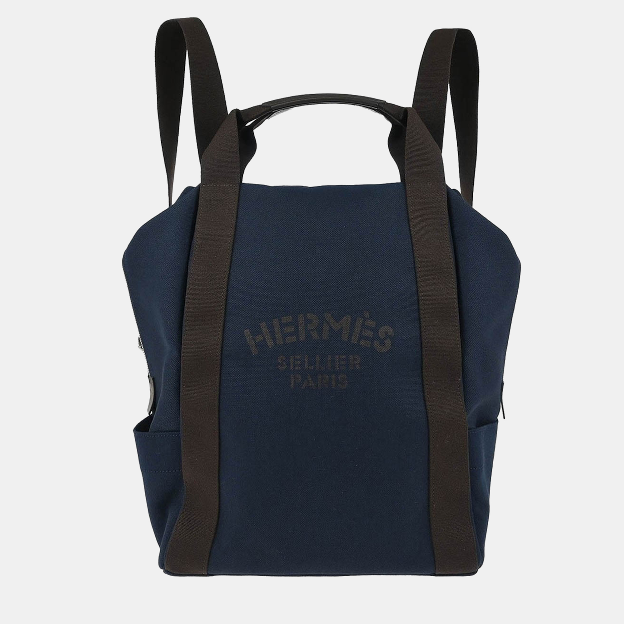 hermes navy toile officier sac de pansage groom backpack