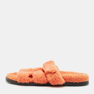 luxury-women-hermes-used-shoes-p1184405-003.jpg hermes orange shearling fur chypre flat sandals size 39