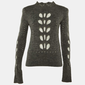 isabel marant grey wool knit cutout detail sweater m