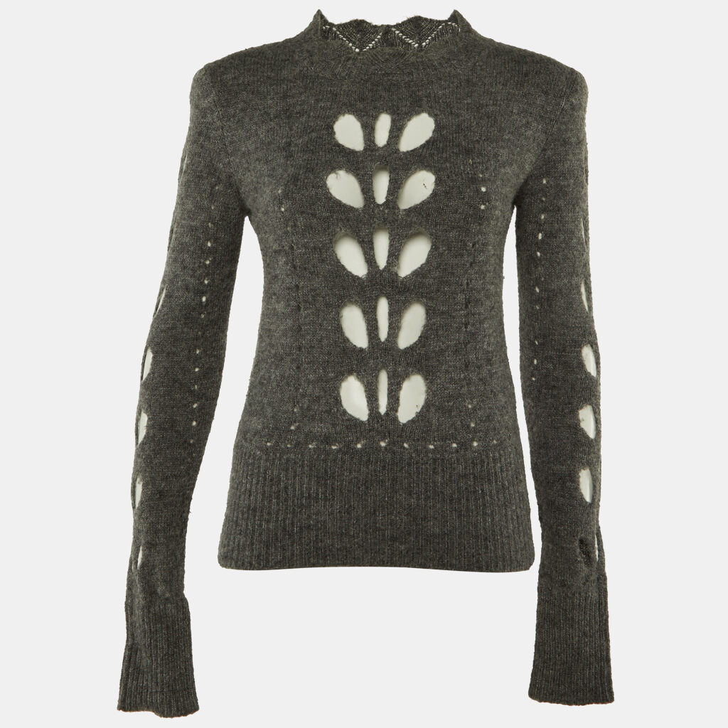 luxury-women-isabel-marant-used-clothes-p1189638-001.jpg Isabel Marant Grey Wool Knit Cutout Detail Sweater M