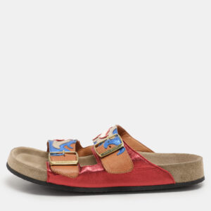 isabel marant multicolor leather lelik buckle embellished flat size 37