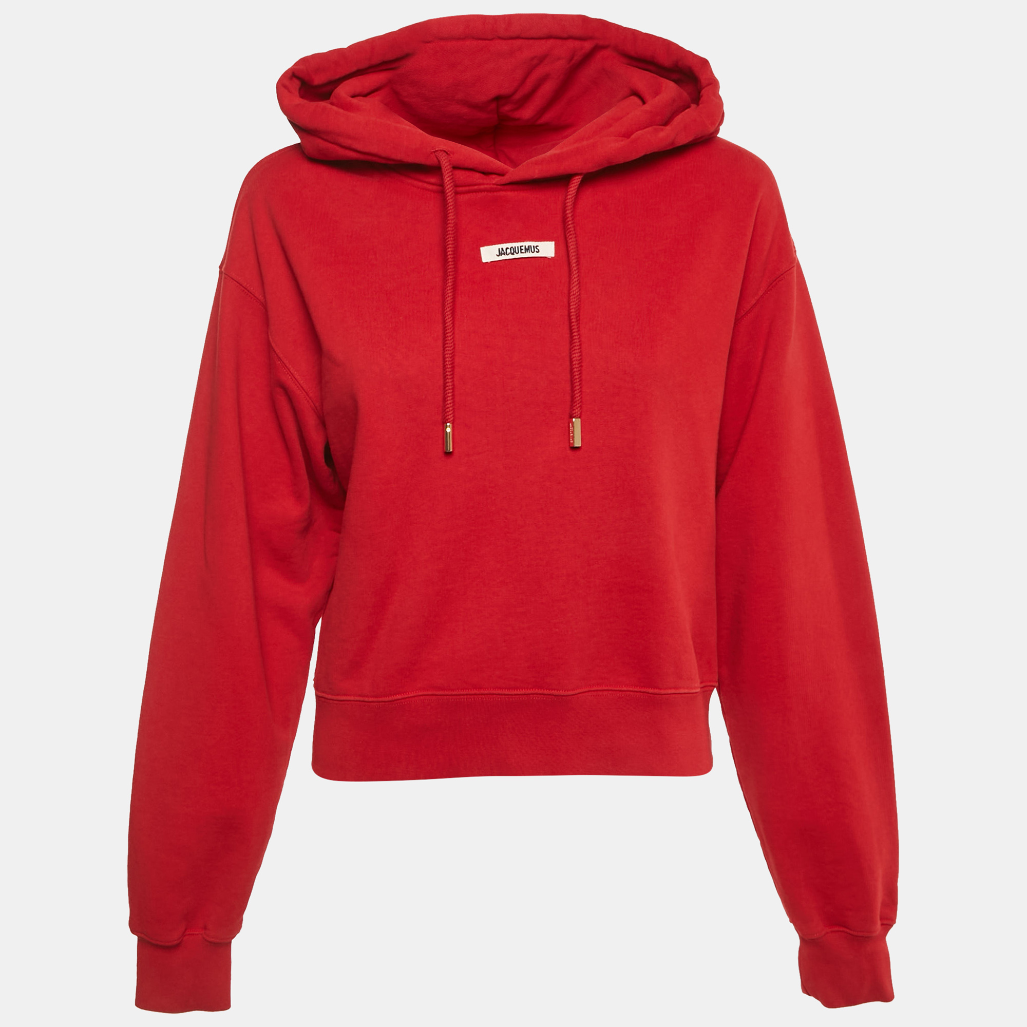 jacquemus red cotton gross grain hooded sweatshirt s