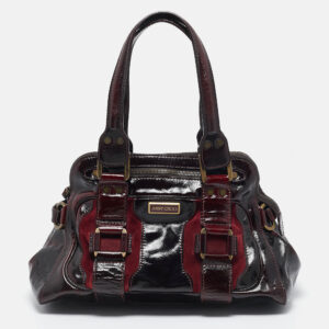 jimmy choo burgundy patent leather and suede malena satchel