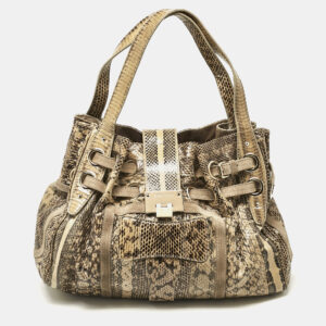 jimmy choo beige snakeskin and suede riki tote