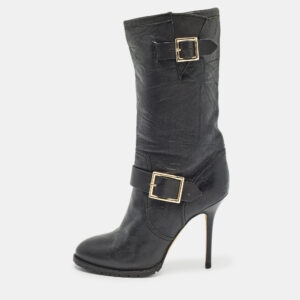 jimmy choo black leather ankle boots size 38.5