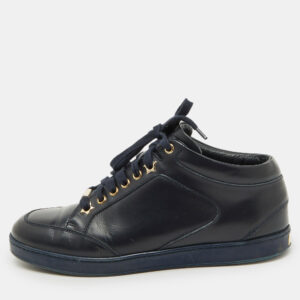 jimmy choo navy blue leather low top sneakers size 38