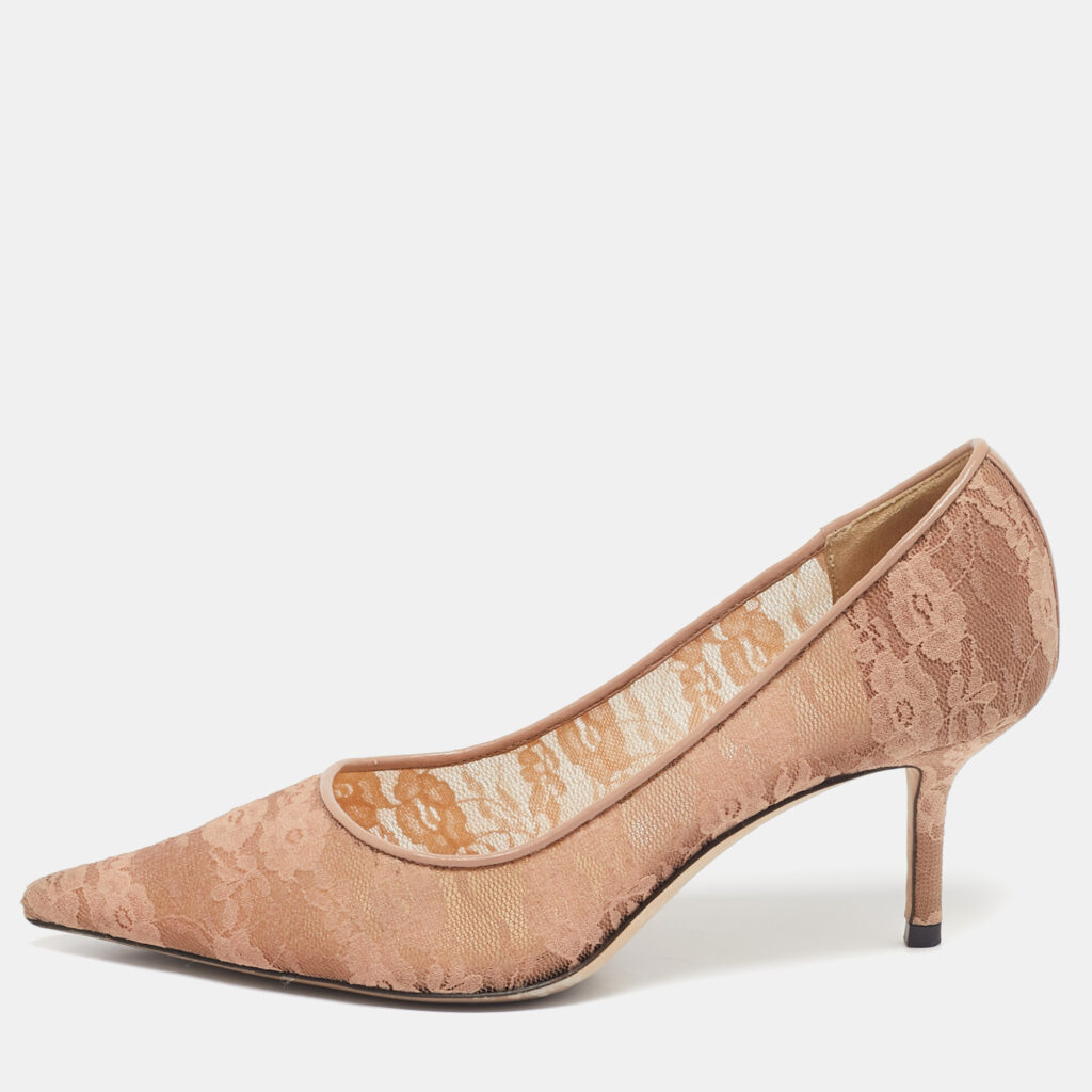 Jimmy Choo Pink Lace and Mesh Love Pumps Size 36