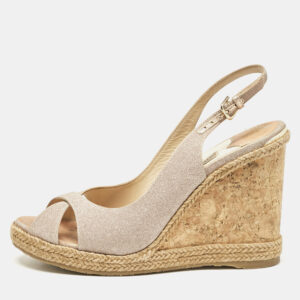 jimmy choo metallic pink glitter amely wedge sandals size 39