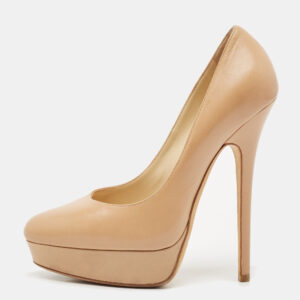 jimmy choo beige leather cosmic platform pumps size 38