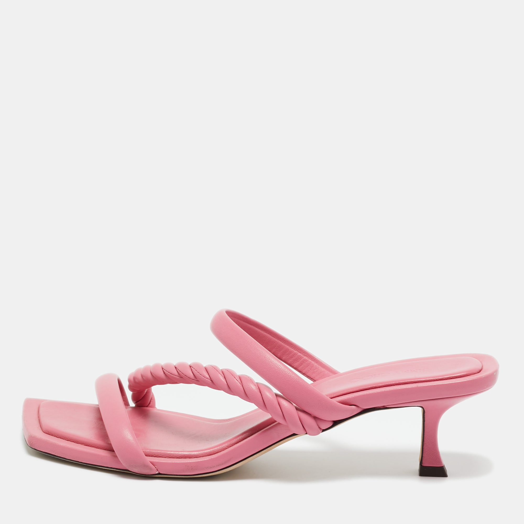 jimmy choo pink leather diosa slide sandals size 43