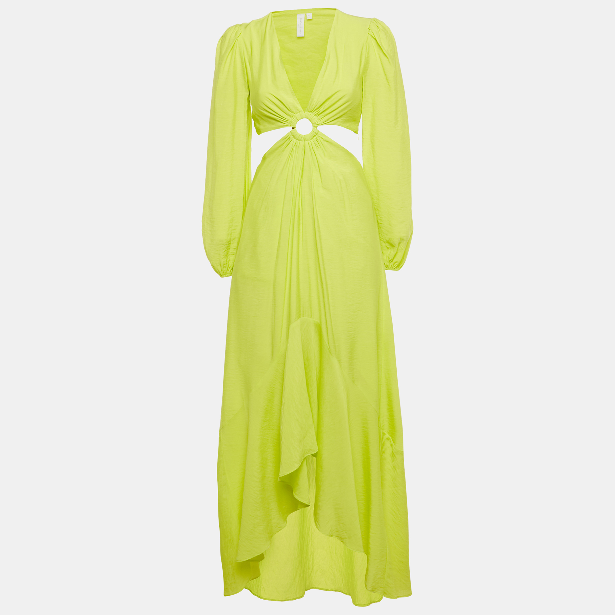 jonathan simkhai neon green cut -out jaelynn maxi dress xs
