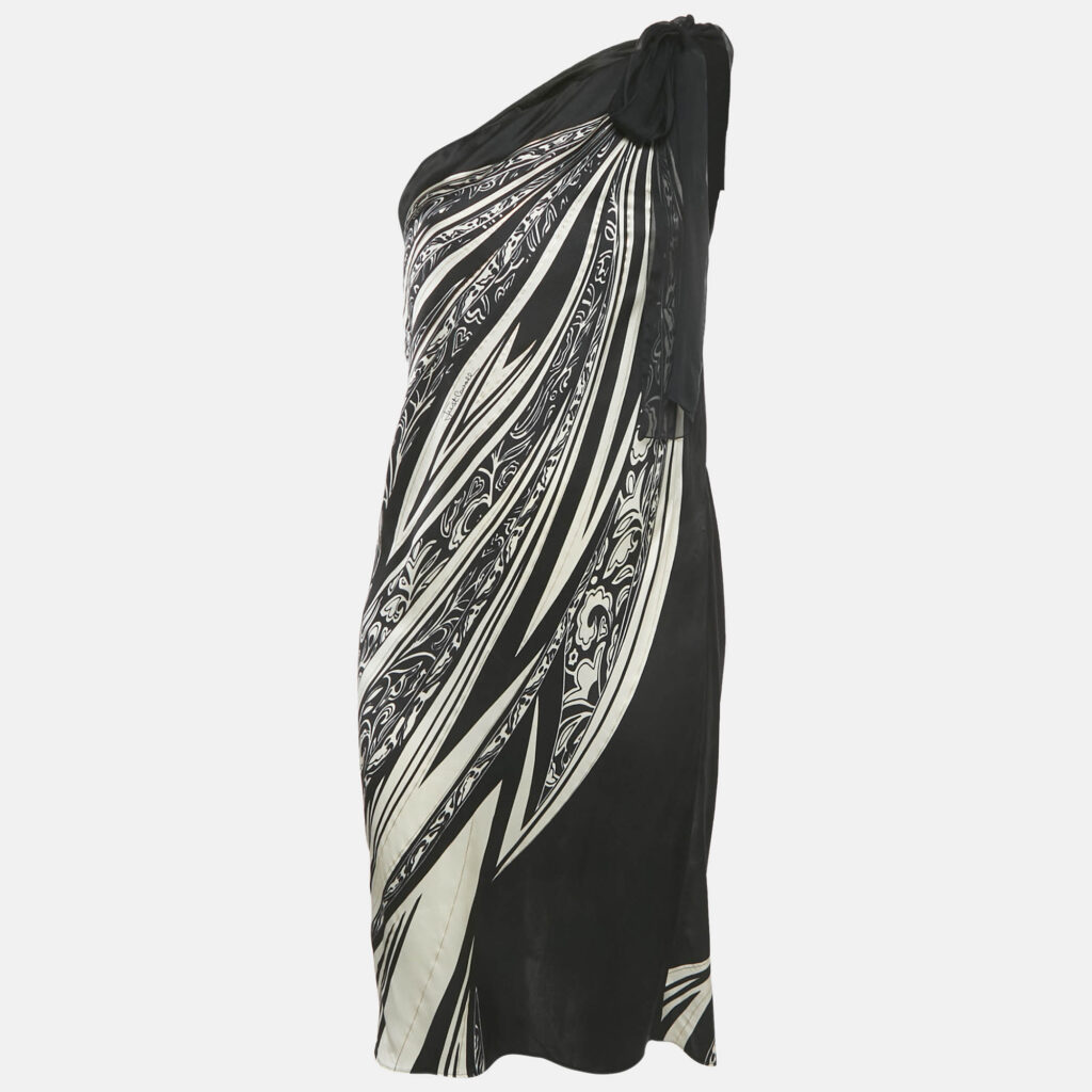 luxury-women-just-cavalli-used-clothes-p1180967-001-1.jpg Just Cavalli Black printed Silk One Shoulder Dress S