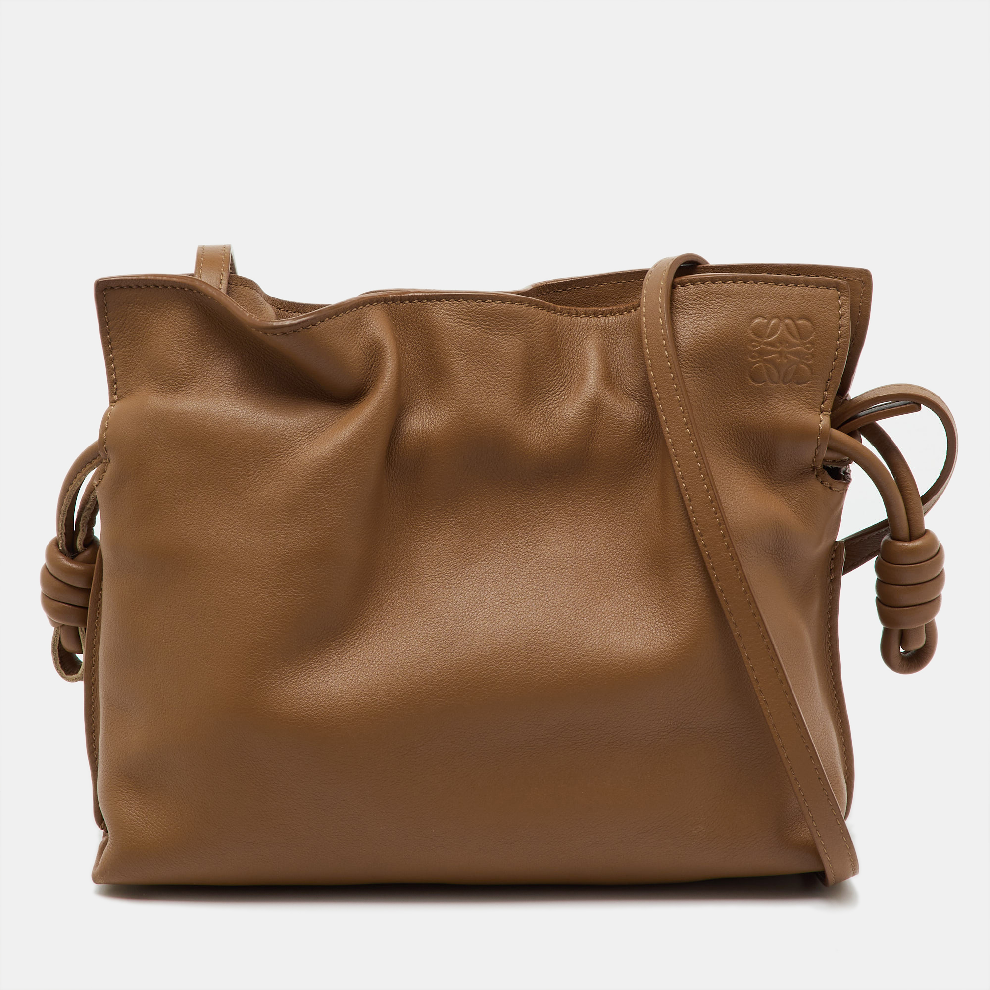 loewe brown leather mini flamenco shoulder bag