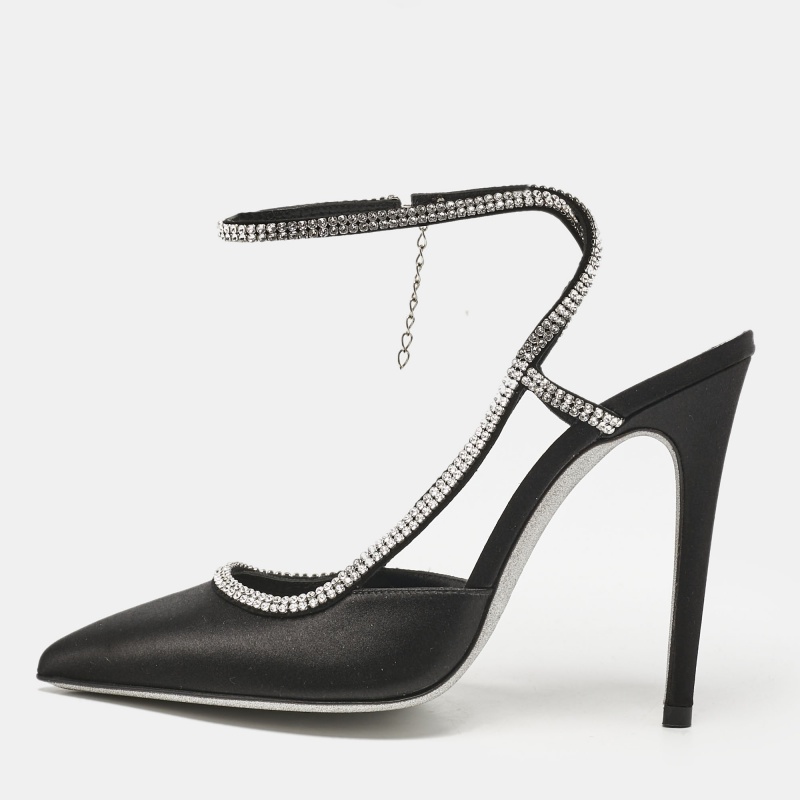 luxury-women-loriblu-used-shoes-p1144510-1745556953-010.jpg Loriblu Black Satin Crystals Embellished Ankle Strap Pumps Size 37