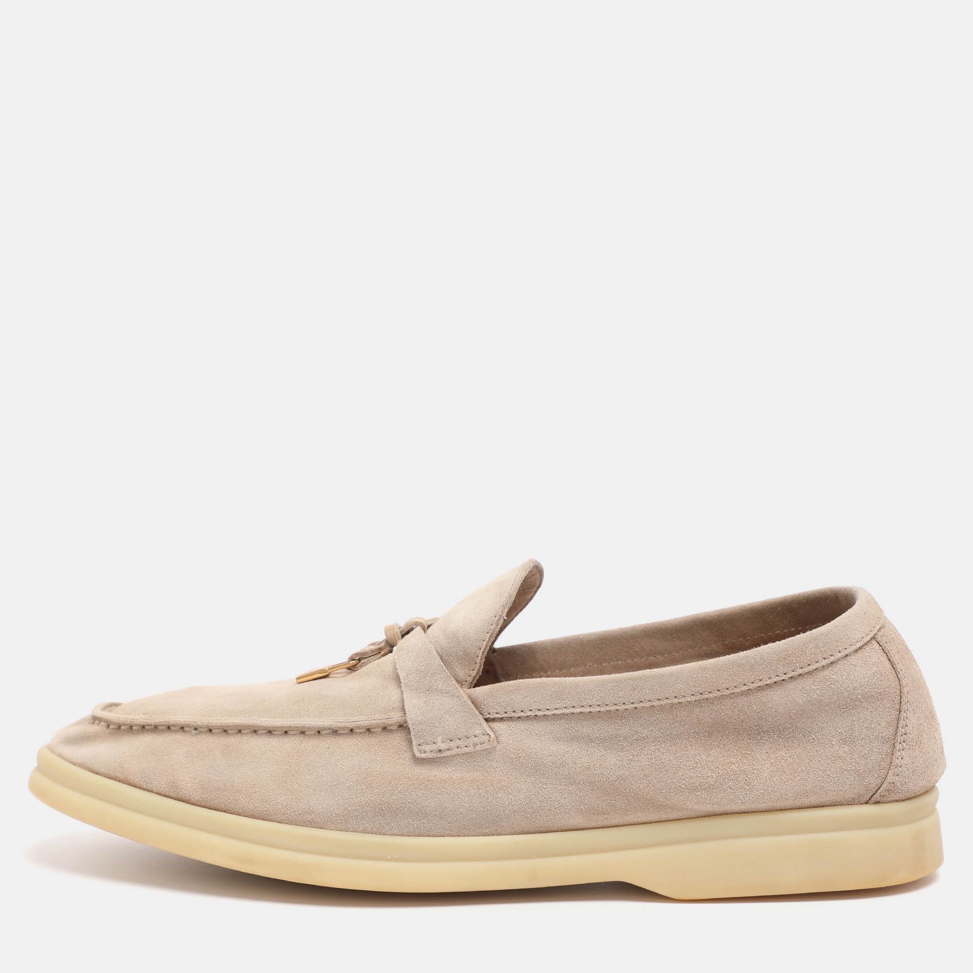 loro piana beige suede summer charms walk  loafers size 38