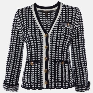 louis vuitton monochrome wool knit button front cardigan m