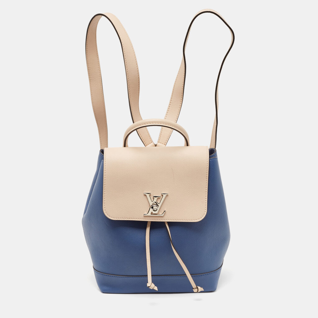 Louis Vuitton Blue/Beige Leather Lockme Backpack