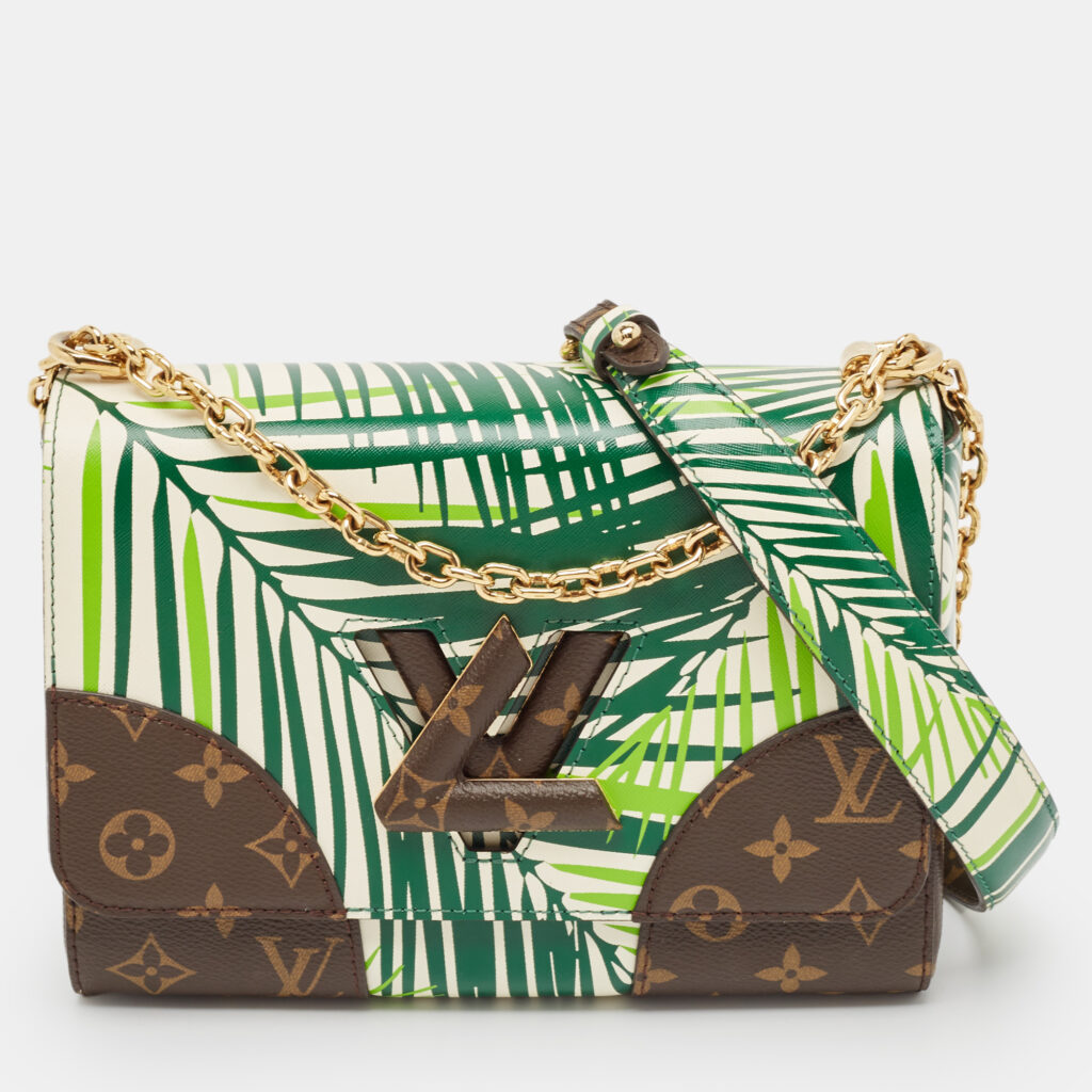 luxury-women-louis-vuitton-used-handbags-p1114352-006.jpg Louis Vuitton Vert Blanc Palm Print Monogram Twist MM Bag