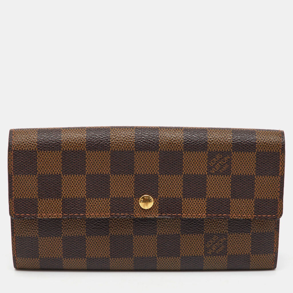 luxury-women-louis-vuitton-used-handbags-p1164993-003.jpg Louis Vuitton Damier Ebene Canvas Sarah Long Wallet