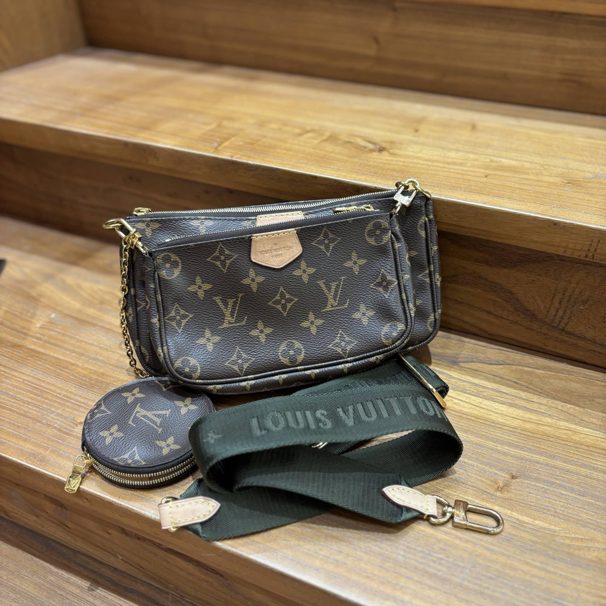 louis vuitton multi pochette brown monogram canvas shoulder bag