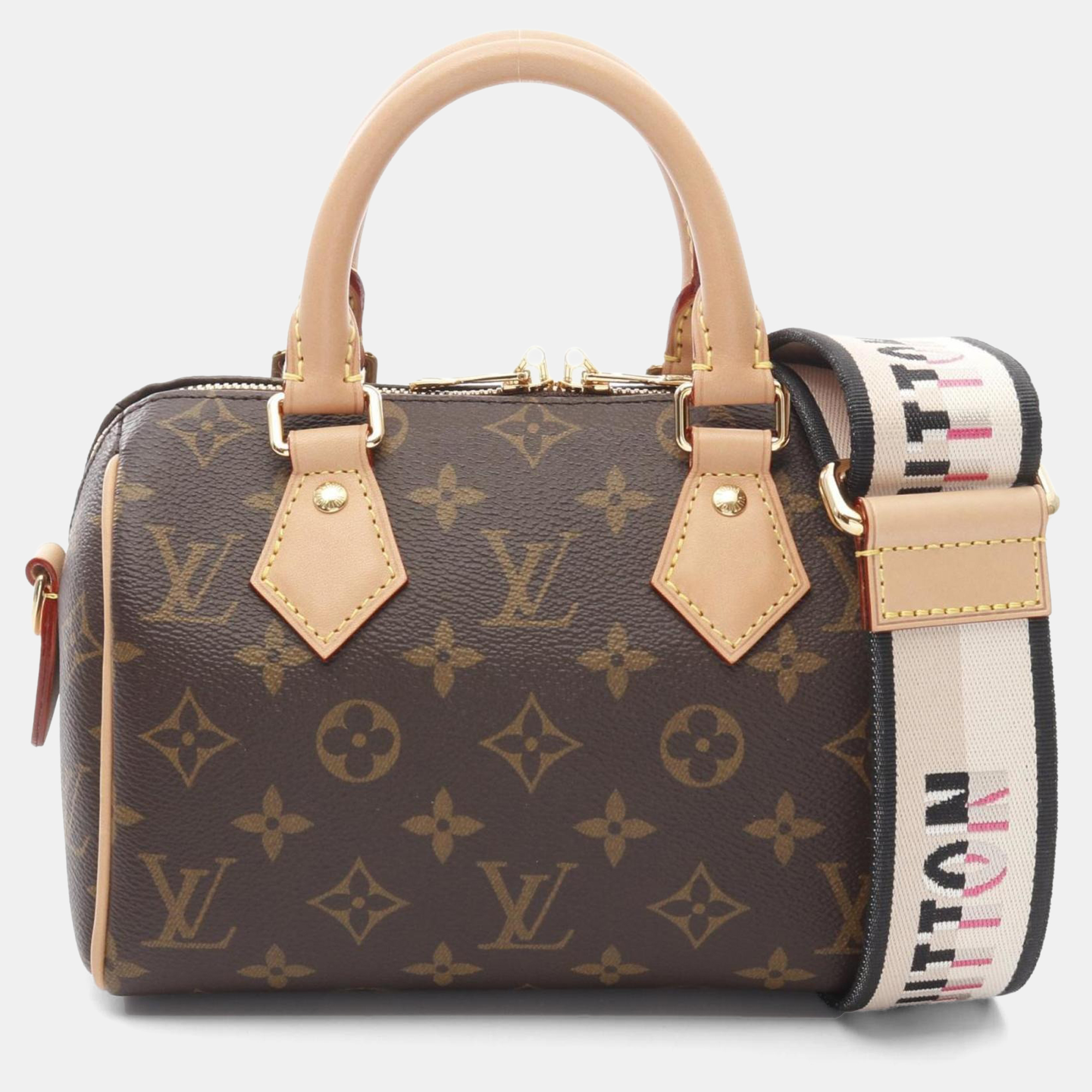 louis vuitton speedy bandouliere 20 brown monogram coated canvas leather handbag