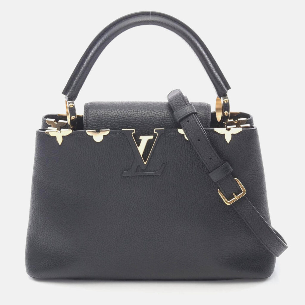 luxury-women-louis-vuitton-used-handbags-p1210462-001.jpeg Louis Vuitton Capucine PM Black Taurillon Leather Shoulder Handbag