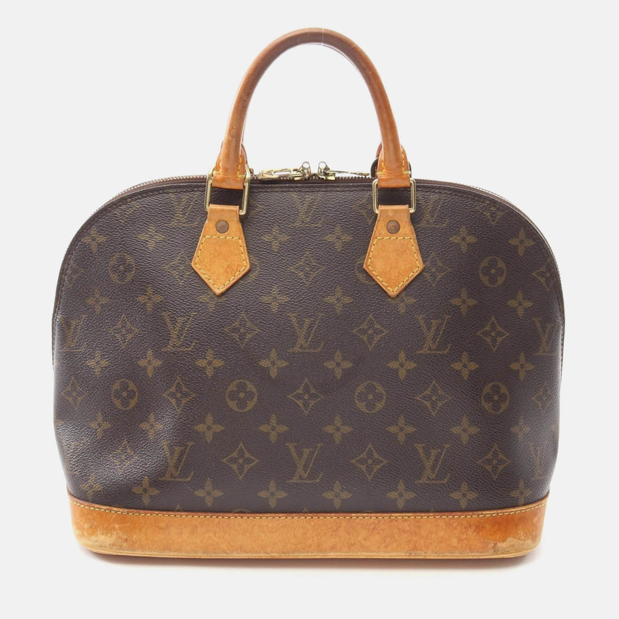 louis vuitton alma pm handbag  monogram canvas leather brown