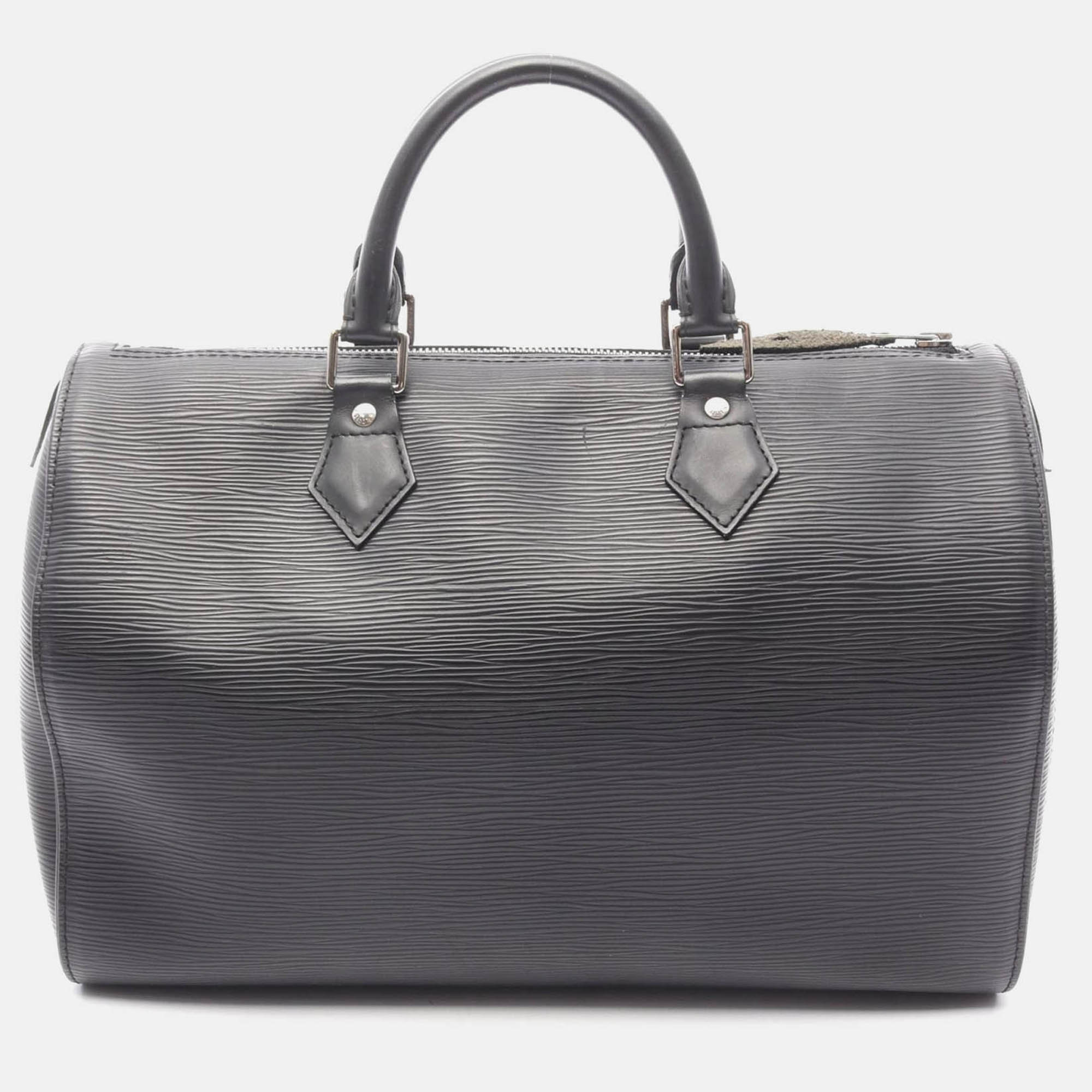 louis vuitton speedy 30 handbag  epi leather black