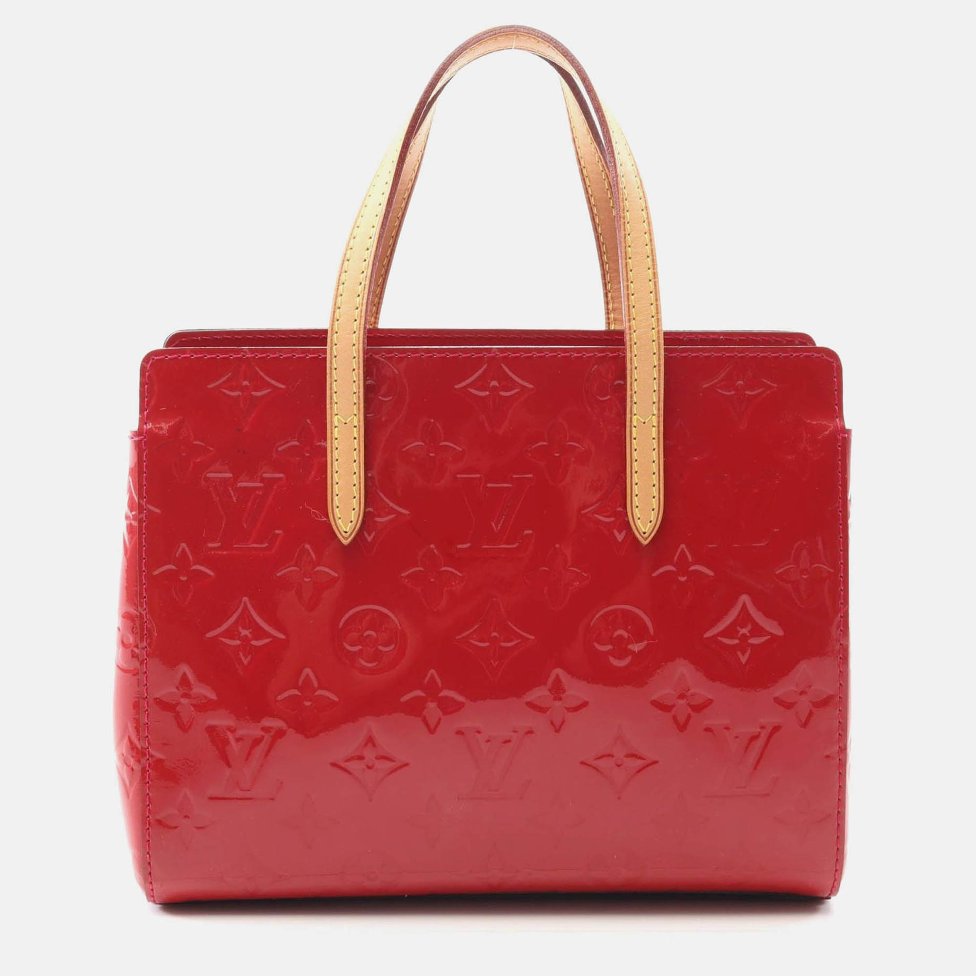 louis vuitton catalina bb tote handbag  vernis leather rose andian