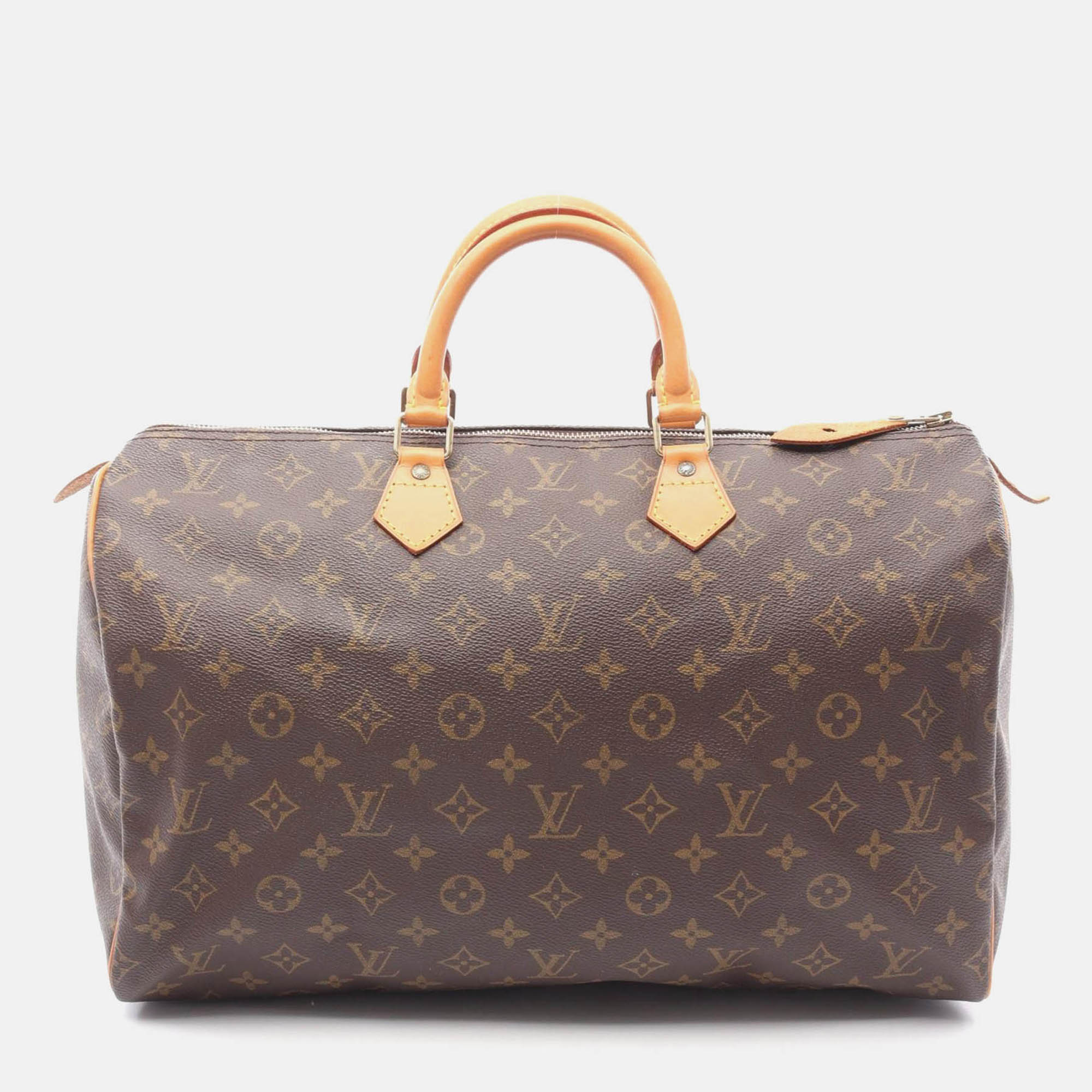 louis vuitton speedy 40 handbag  monogram canvas leather brown