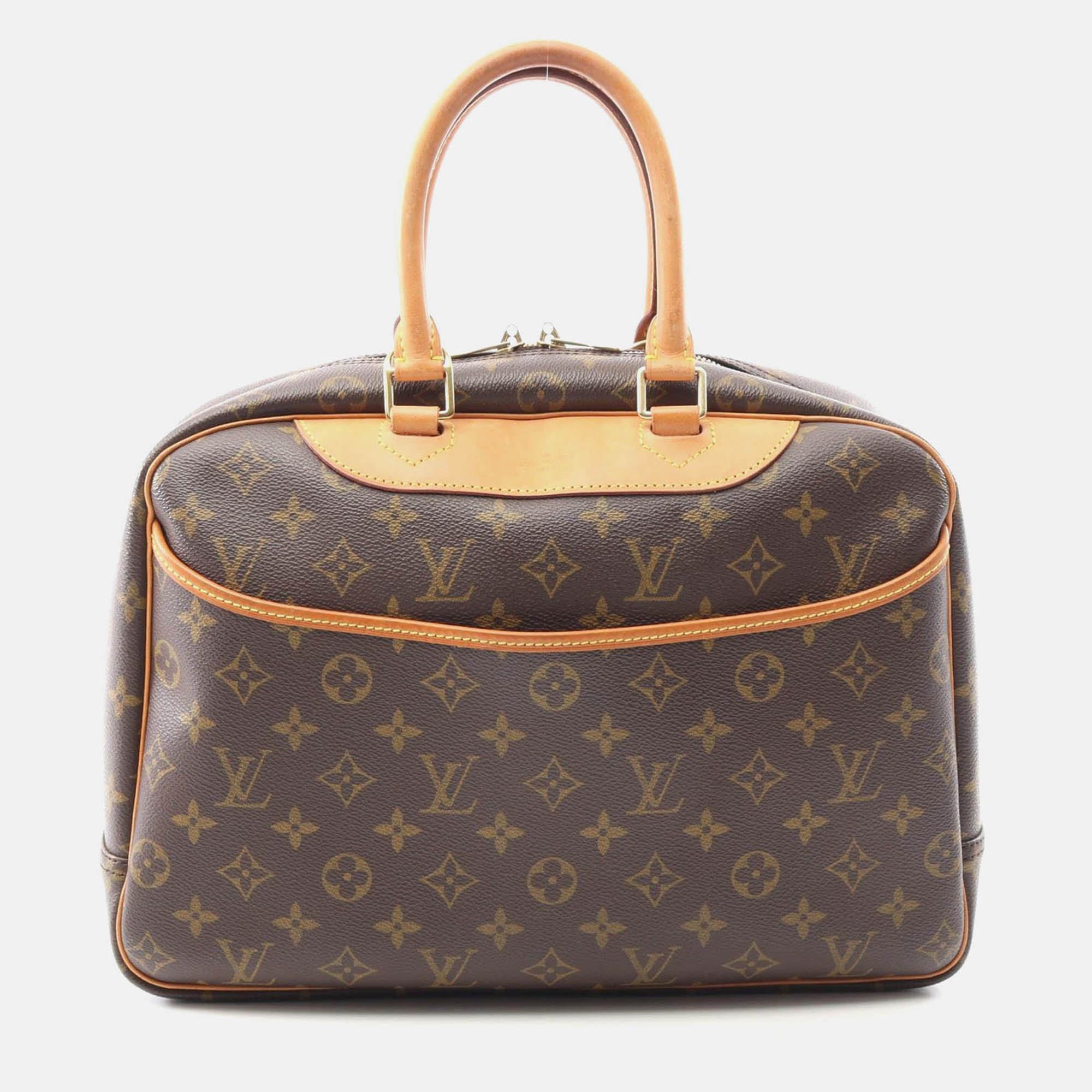 louis vuitton deauville handbag  monogram canvas leather brown