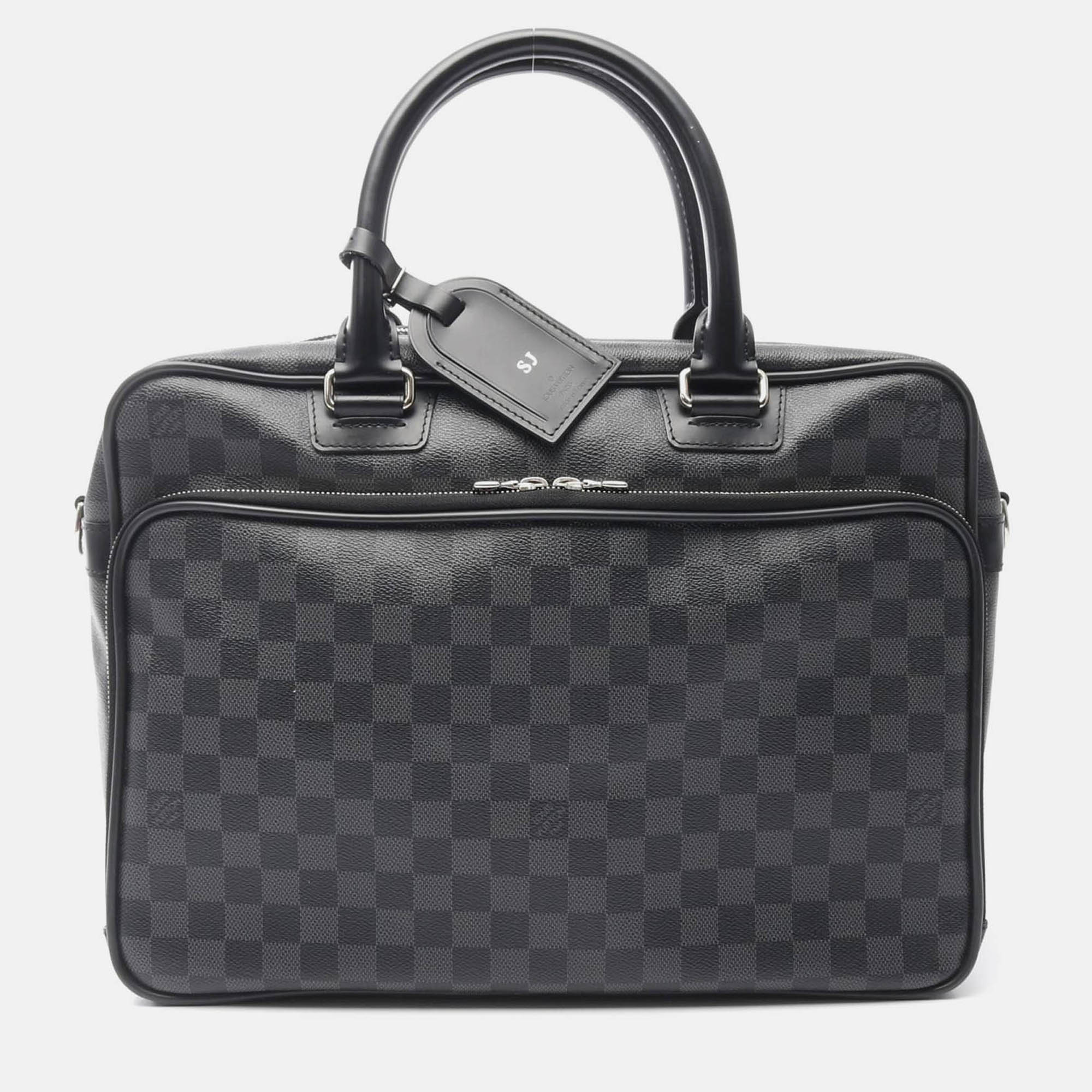 louis vuitton briefcase ikar business bag  damier graphite canvas black