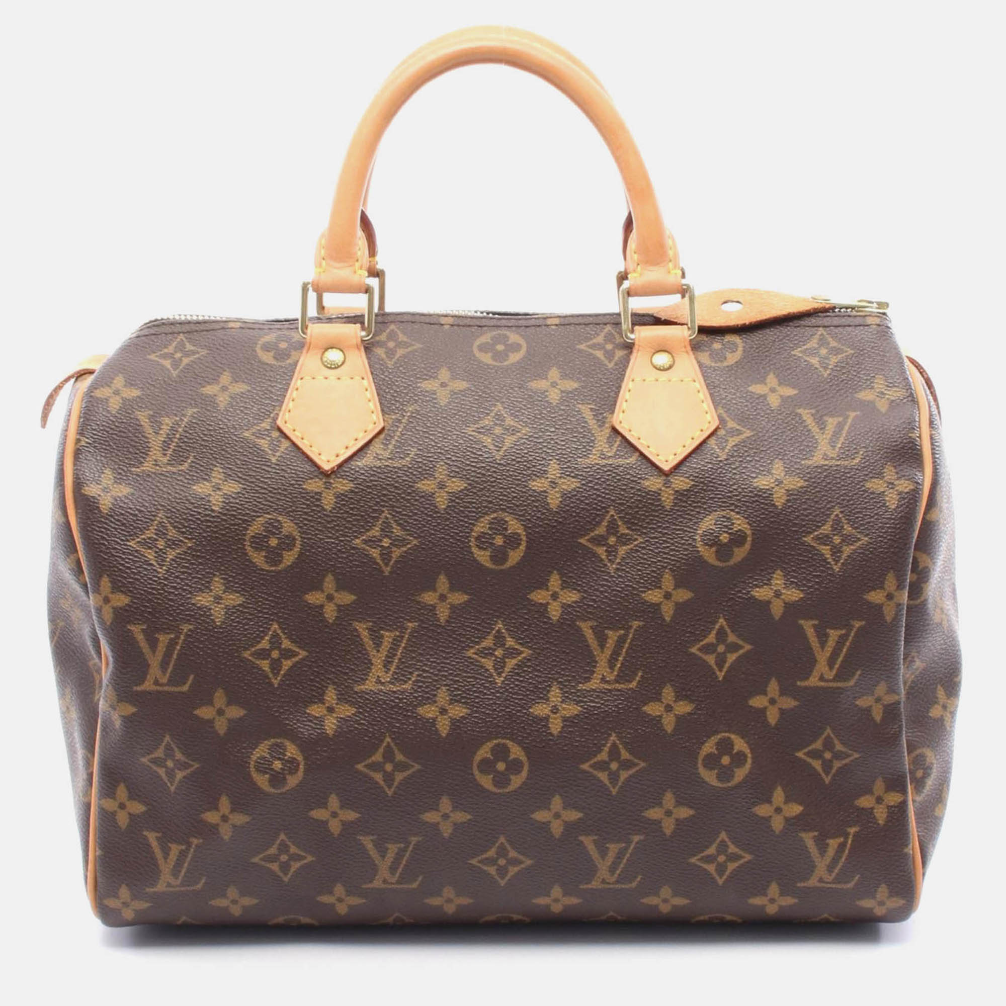 louis vuitton speedy 30 handbag  monogram canvas leather brown