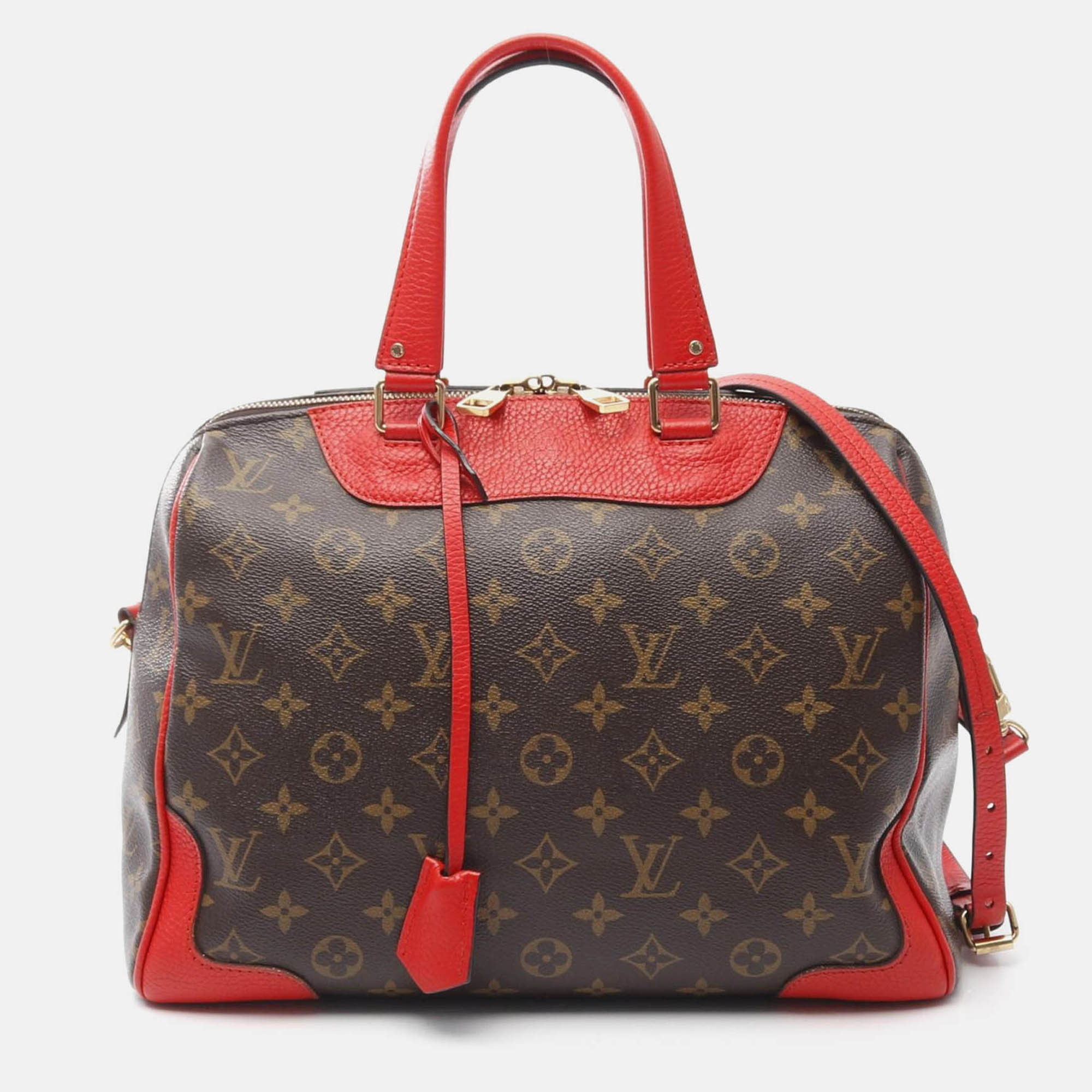 louis vuitton retiro pm 2way shoulder handbag  monogram canvas coquelicot