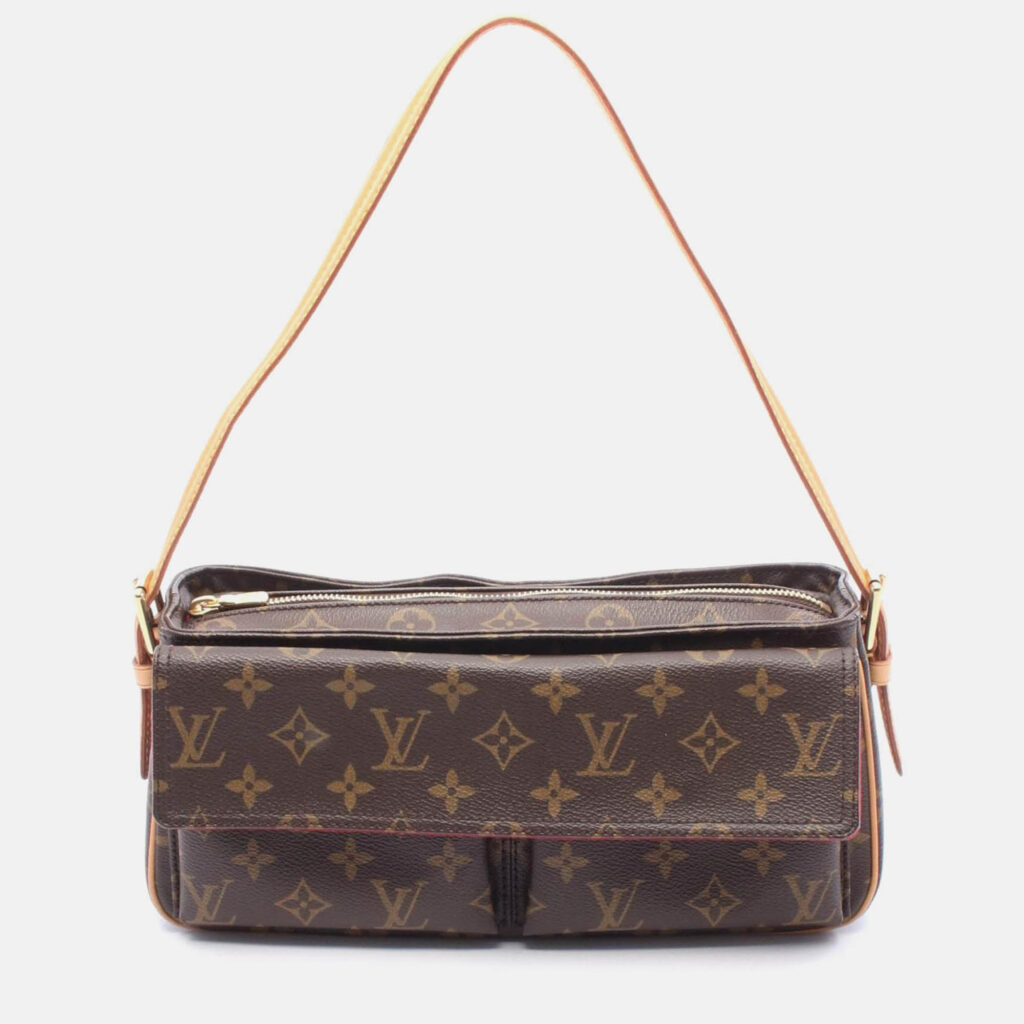 luxury-women-louis-vuitton-used-handbags-p1210600-007.jpeg Louis Vuitton Vivacite Mm Shoulder Bag Monogram Canvas Leather Brown
