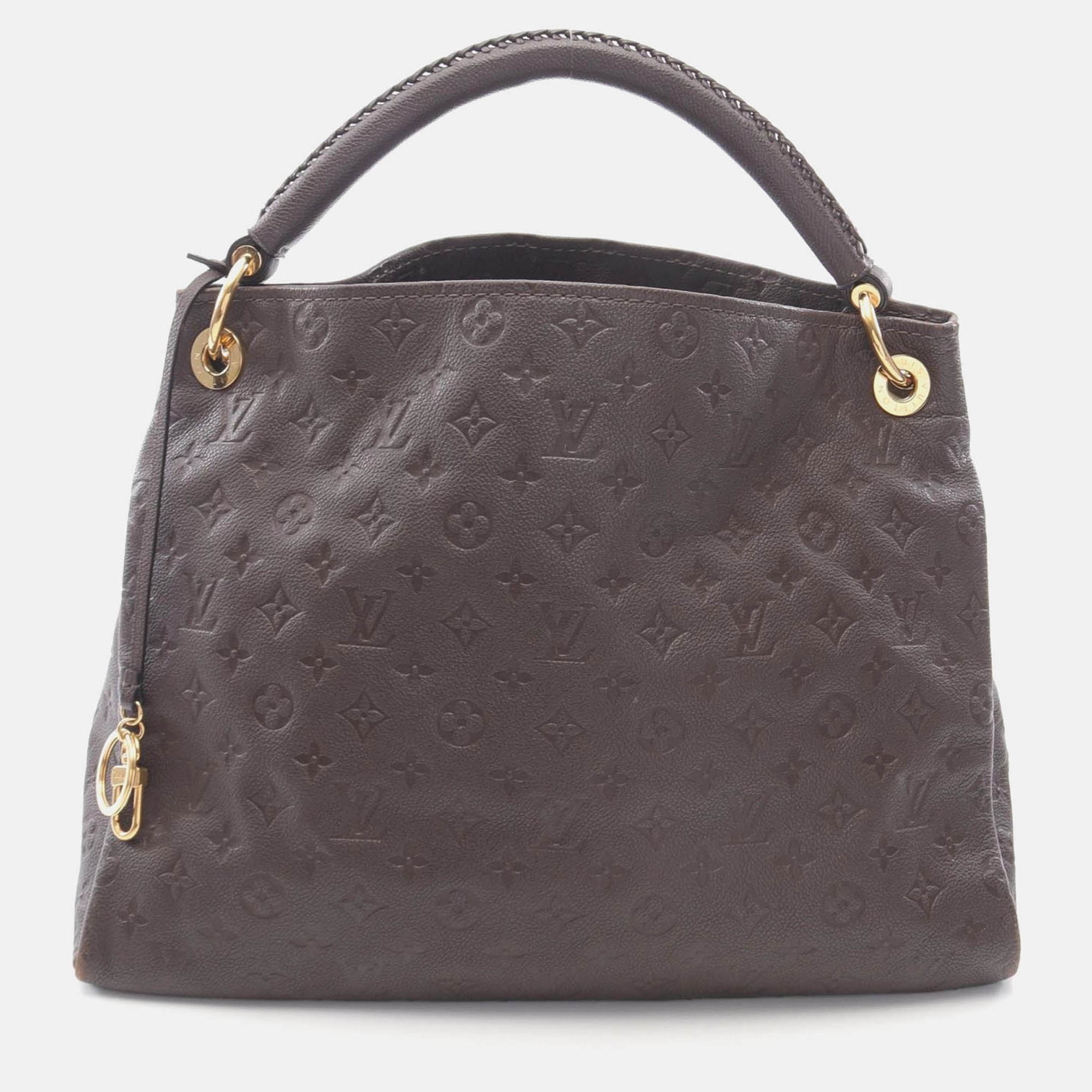 louis vuitton artsy mm shoulder bag  monogram empreinte leather brown