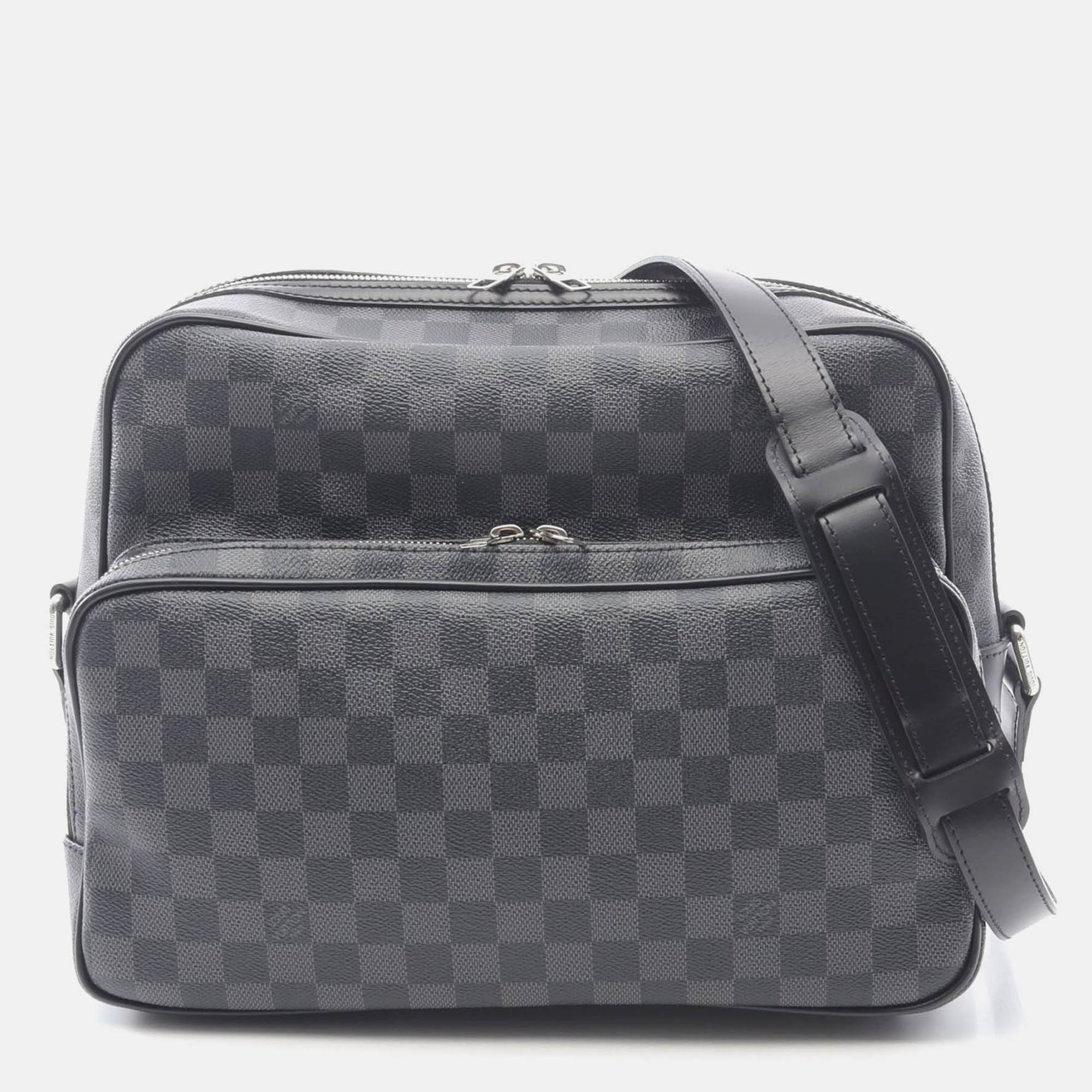 louis vuitton io shoulder bag crossbody  damier graphite black mens