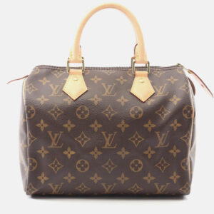 louis vuitton speedy 25 handbag  monogram canvas leather brown